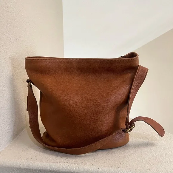 COACH Duffle Bag Brown Vintage Crossbody Shoulder Bag Pebble Leather Made In USA - Picture 8 of 15